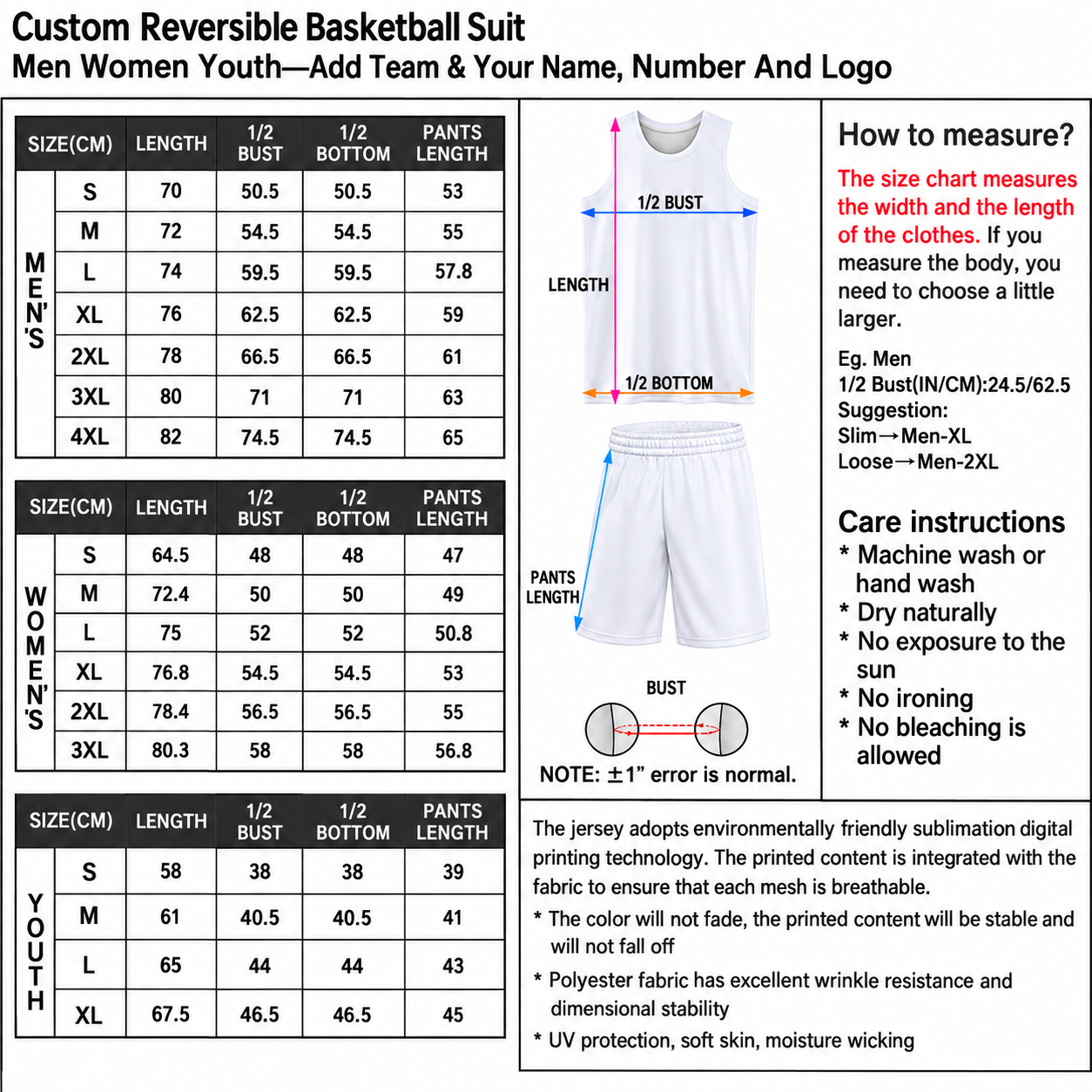 baseball Jersey men Custom Reversible Basketball Suit(cm)